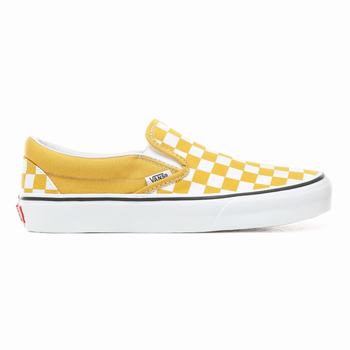 Vans Checkerboard Classic - Naisten Slip-on kengät - Keltainen/Valkoinen